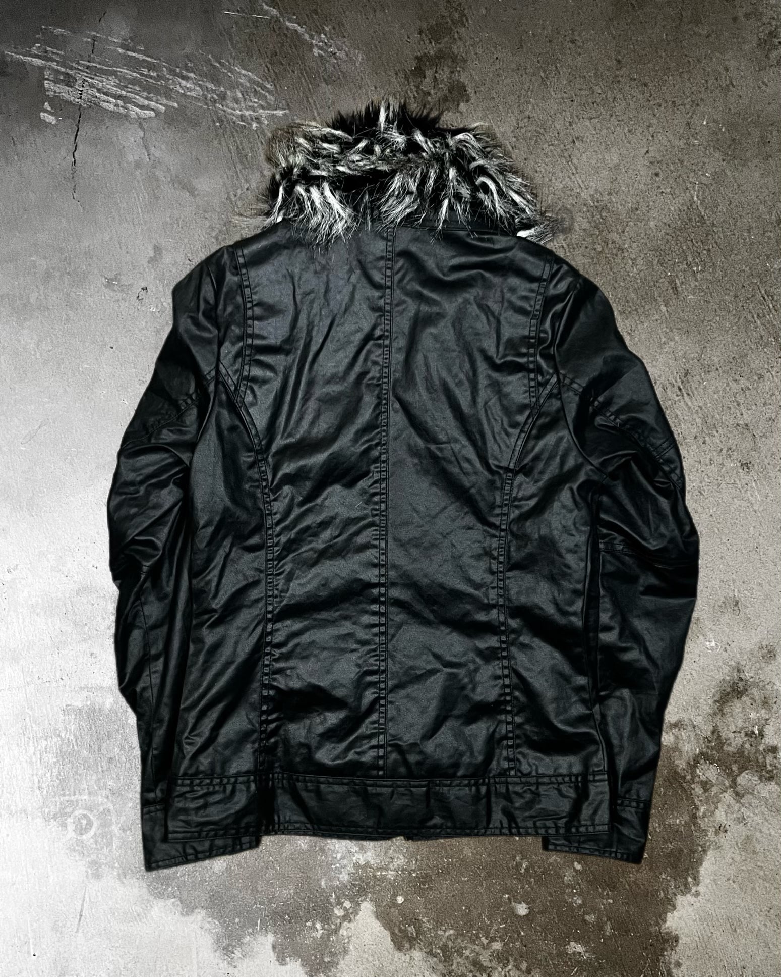 Fuga Lightly-Waxed Double Zipper Layer Fur Jacket