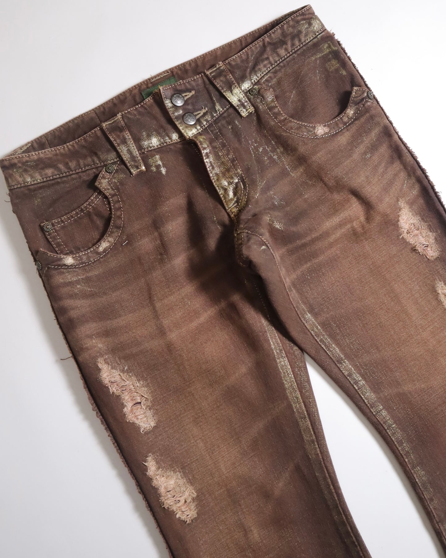 Obelisk Gold Coated Bootcut Jeans